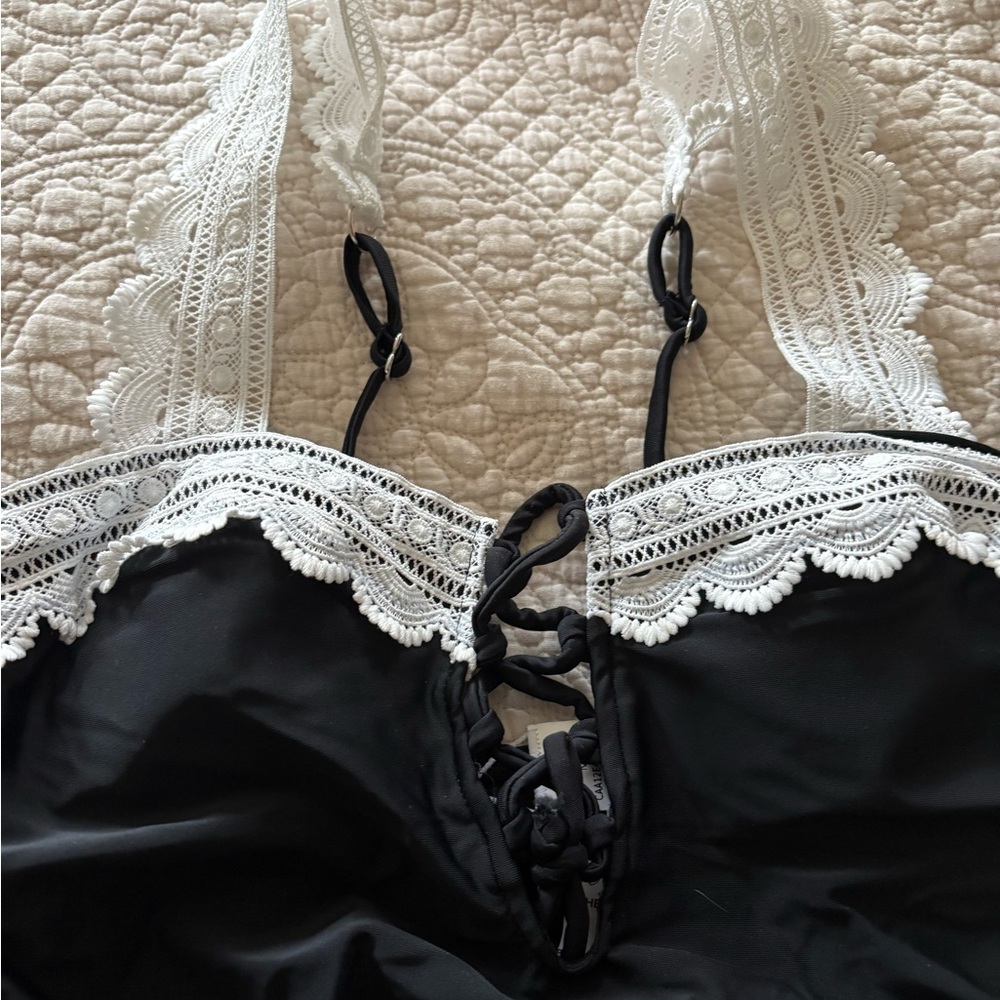 Cupshe Black Swimsuit with White Accents, M, NWT - Picture 2 of 6